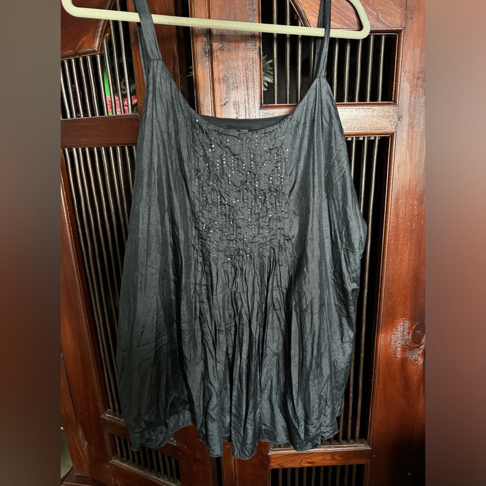 Silk blue embellished tank Eileen Fisher